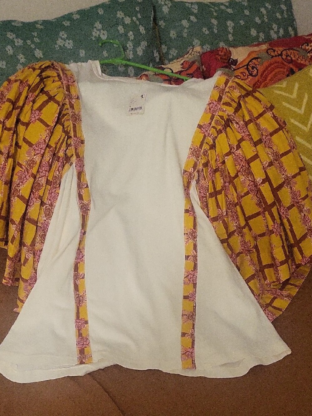 Yellow Floral Grid Kimono Sleeve Top - Unbranded - Picture 7 of 9